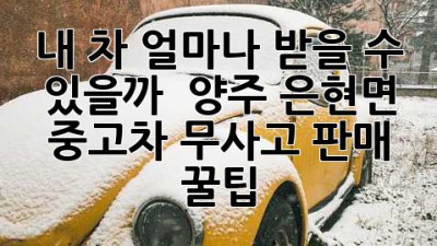 내 차, 얼마나 받을 수 있을까? 🤔 양주 은현면 중고차 무사고 판매 꿀팁!